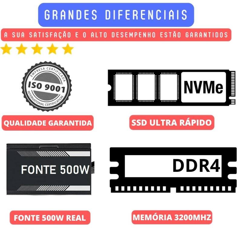 Computador Skill Pro Intel 11ª Geração Core i5 11400F 16GB DDR4